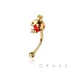 RED ROUND CZ LADYBUG 316L SURGICAL STEEL CURVED BARBELL/EYEBROW